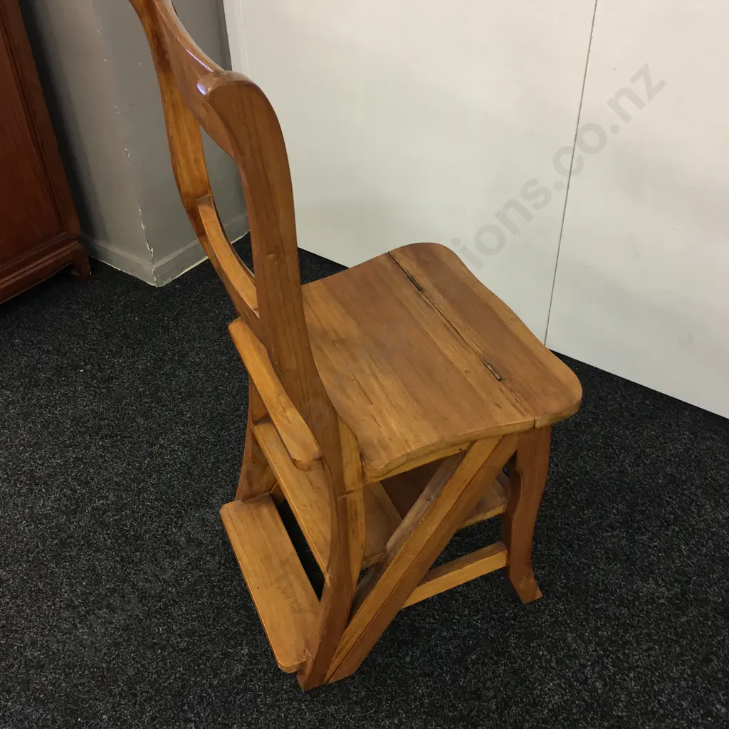 Vintage Solid Wood Metamorphic Library Step Chair Image 1++