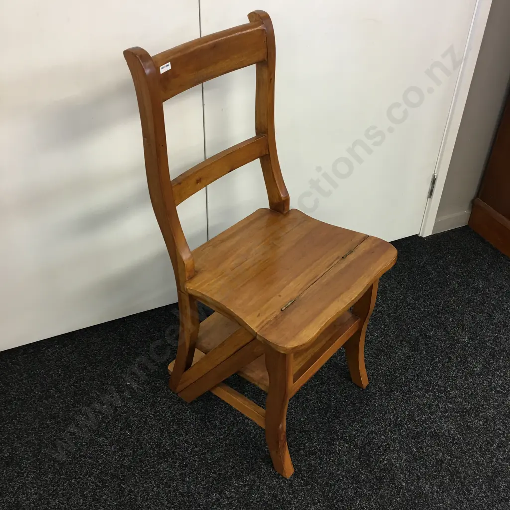 Vintage Solid Wood Metamorphic Library Step Chair Image 1++