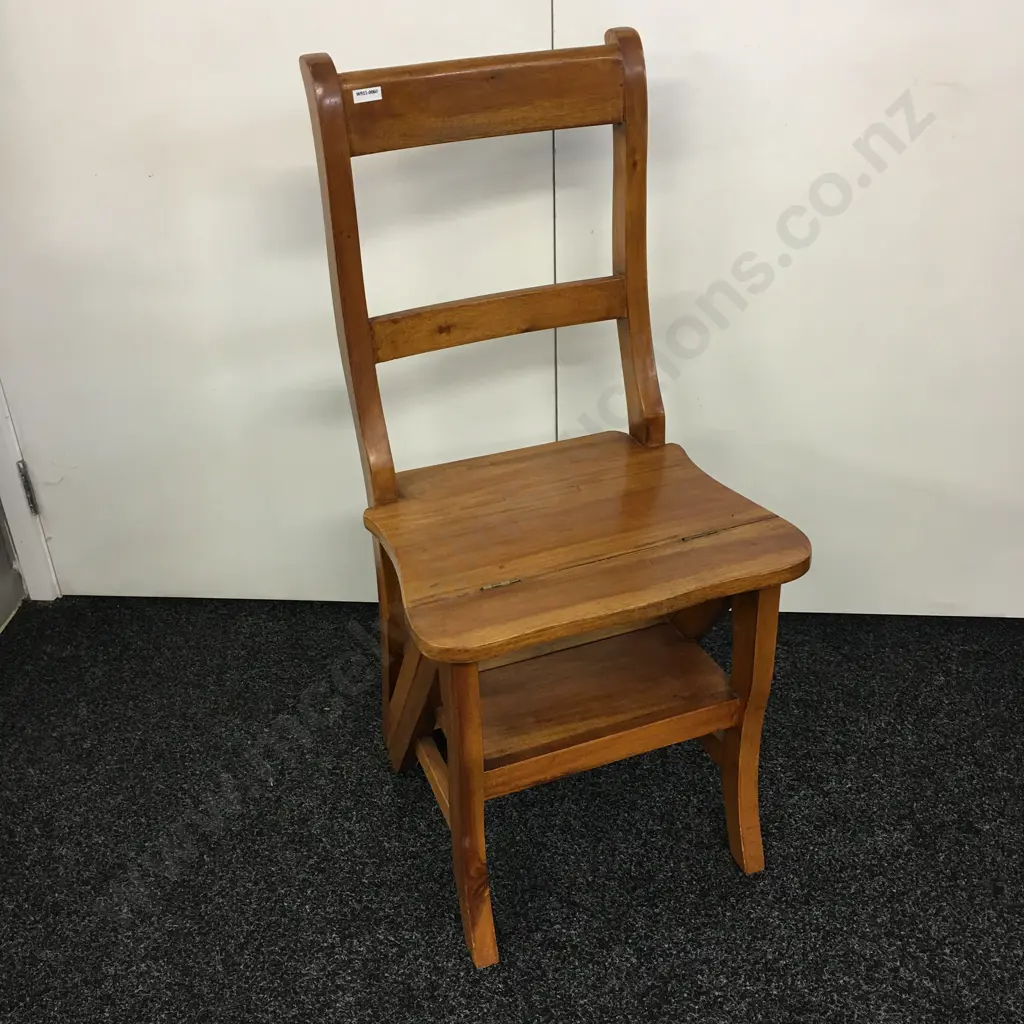 Vintage Solid Wood Metamorphic Library Step Chair Image 1++