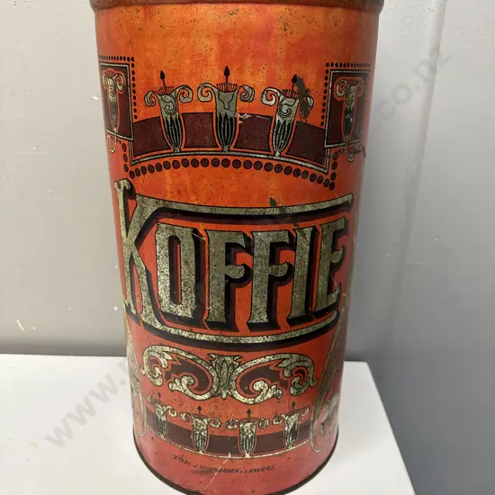 Vintage Extra Large  Belgian Dutch Coffee Shop Storage Tin Koffie Prop H45cm.