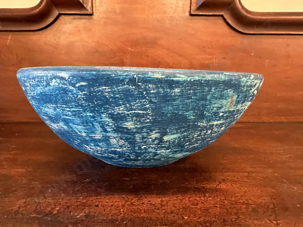 Large Painted Terrocotta Bowl H14cm,Diam38cm. Image 1++