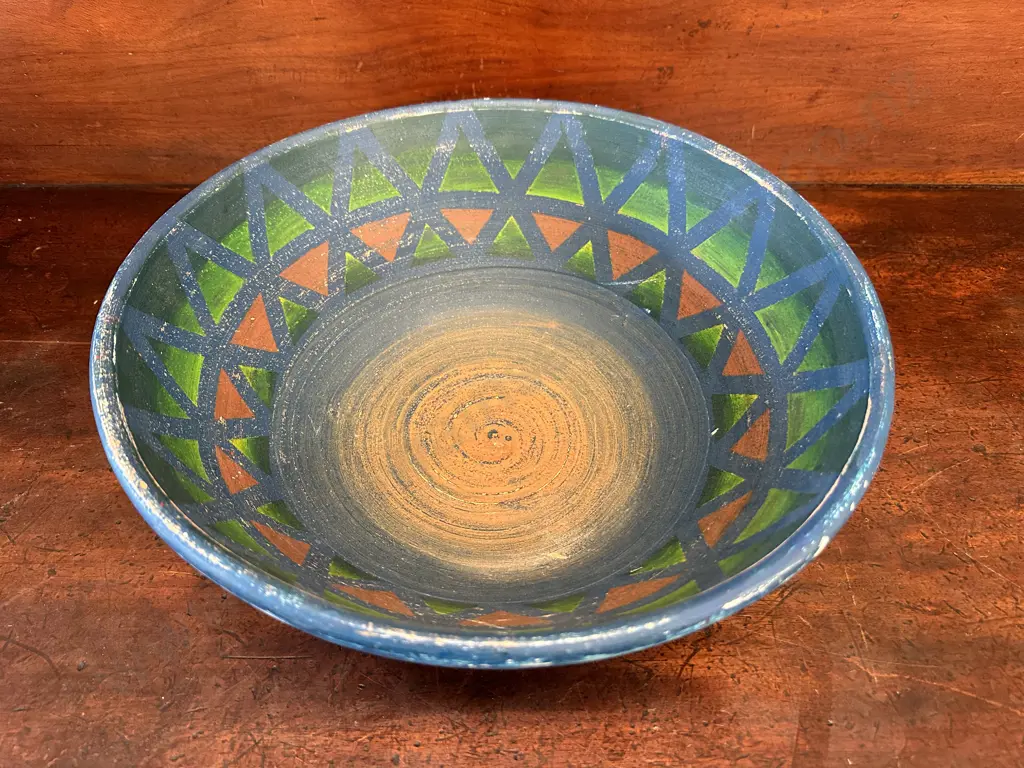 Large Painted Terrocotta Bowl H14cm,Diam38cm. Image 1++