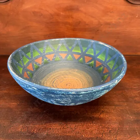 Large Painted Terrocotta Bowl H14cm,Diam38cm.