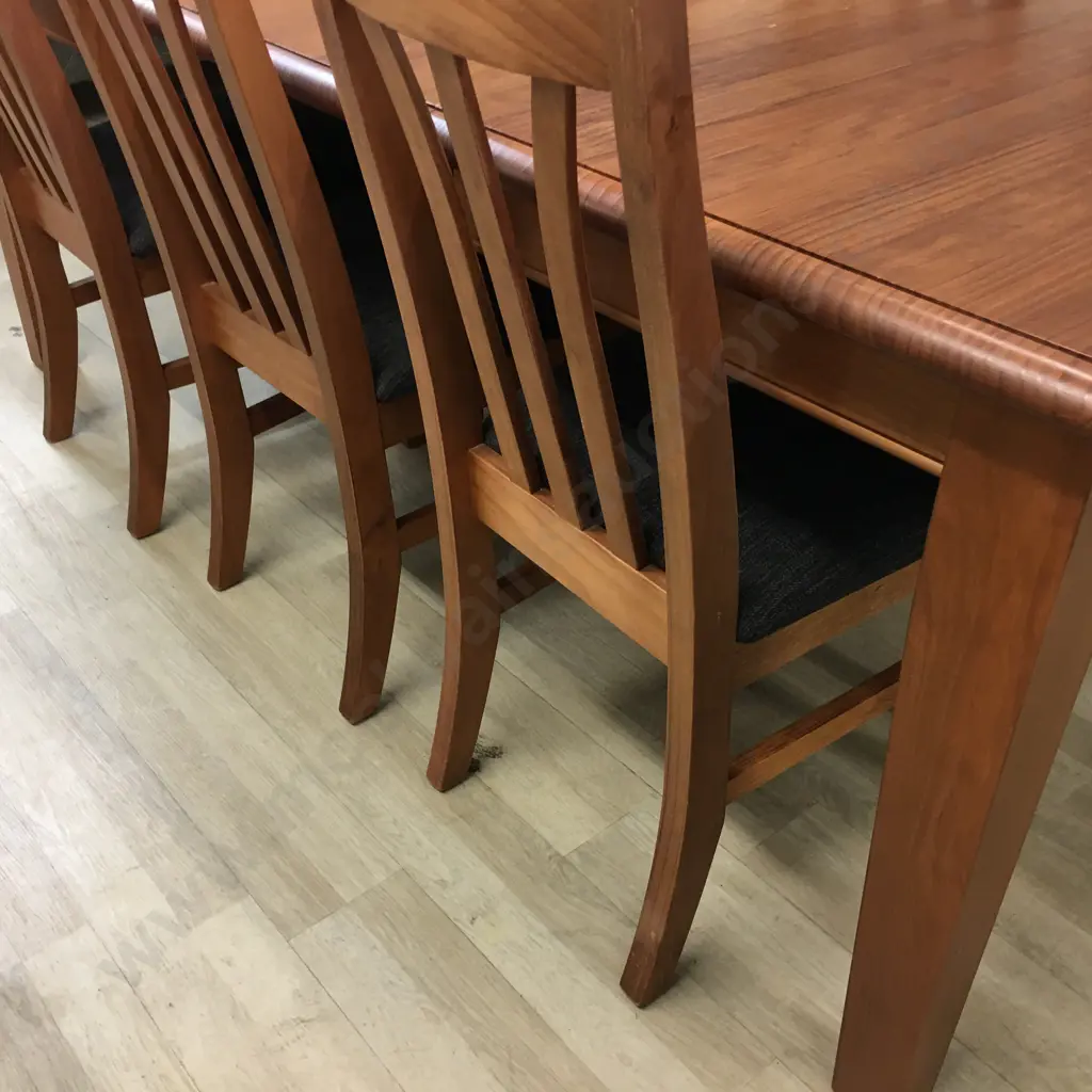 Ex Harvey Norman 1300 Table With 2 Extensions, With 6 Waihi Dark Grey Padded Seat Dining Chairs Image 1++
