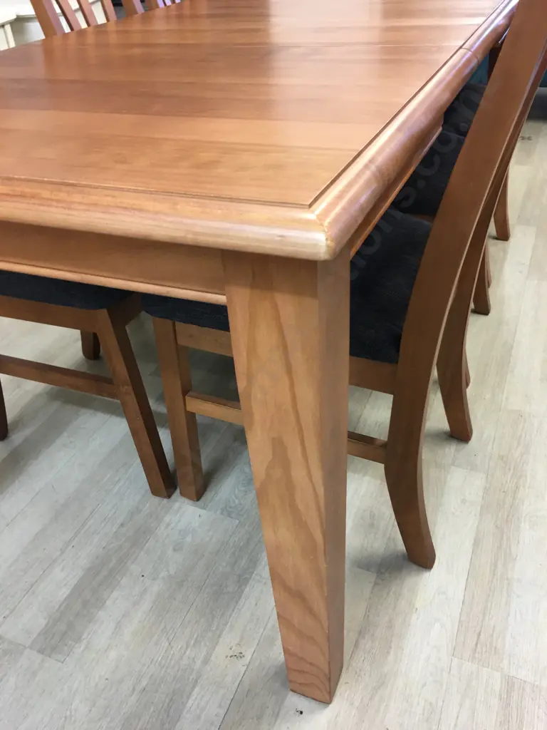 Ex Harvey Norman 1300 Table With 2 Extensions, With 6 Waihi Dark Grey Padded Seat Dining Chairs Image 1++
