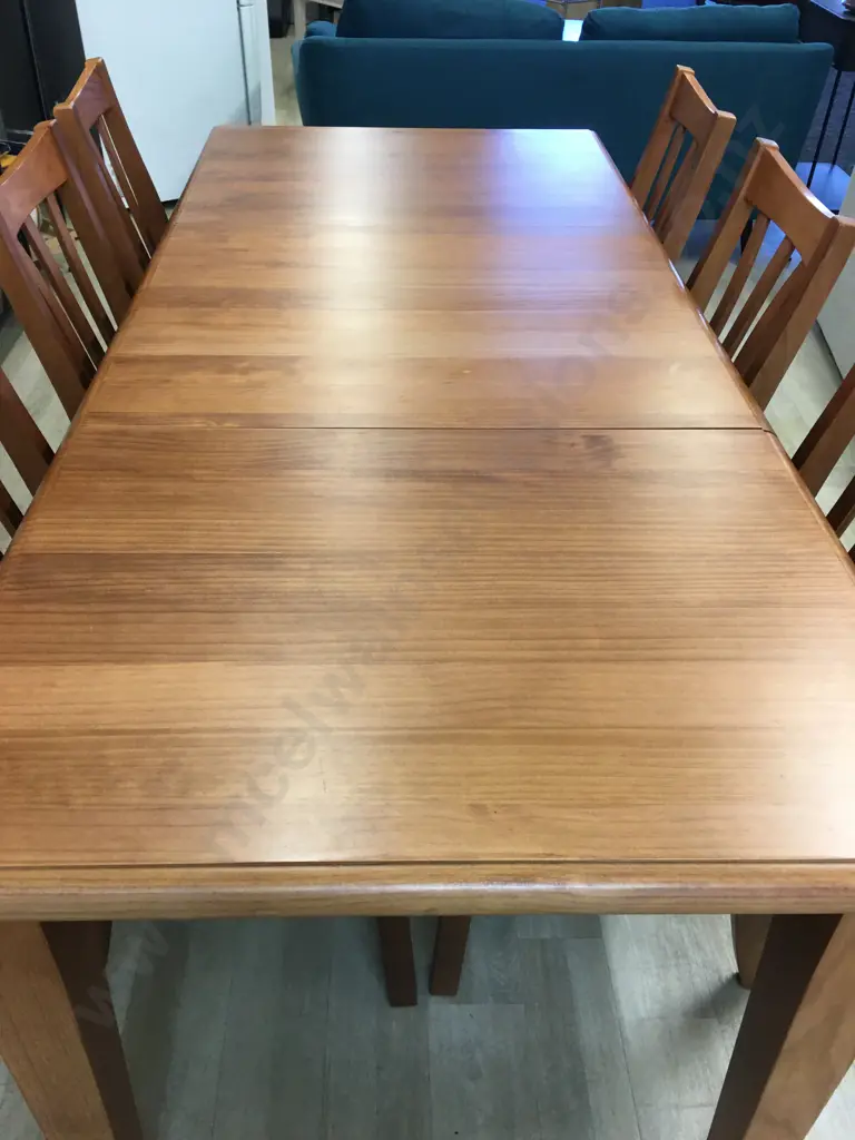 Ex Harvey Norman 1300 Table With 2 Extensions, With 6 Waihi Dark Grey Padded Seat Dining Chairs Image 1++