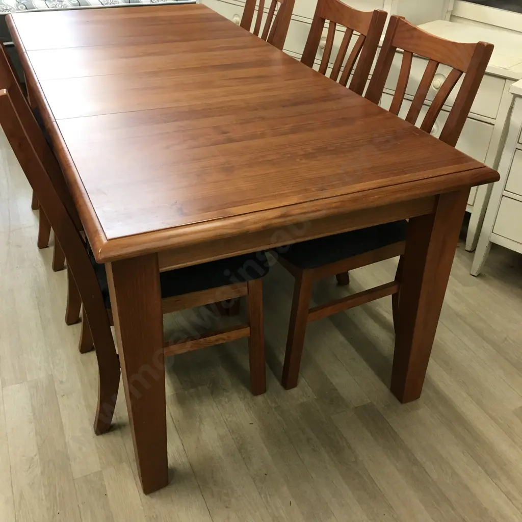 Ex Harvey Norman 1300 Table With 2 Extensions, With 6 Waihi Dark Grey Padded Seat Dining Chairs Image 1++