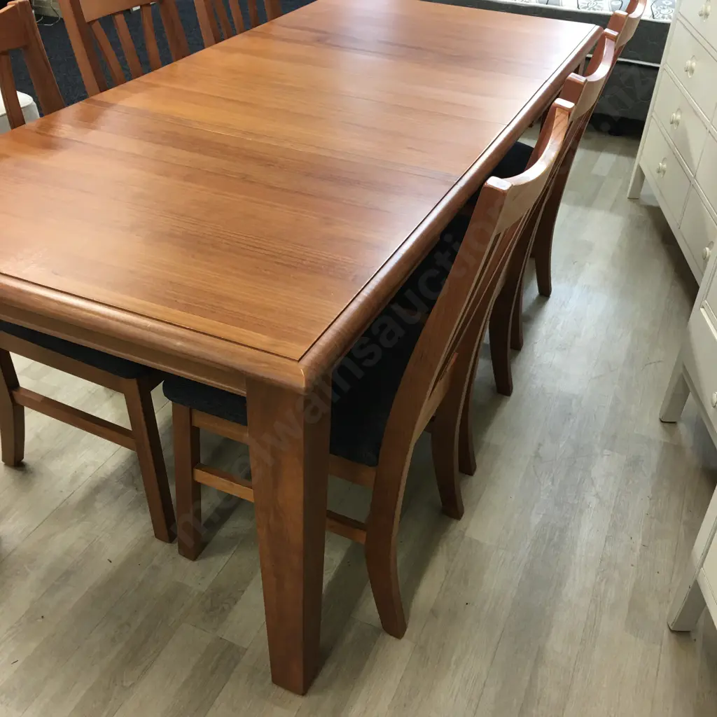 Ex Harvey Norman 1300 Table With 2 Extensions, With 6 Waihi Dark Grey Padded Seat Dining Chairs Image 1++