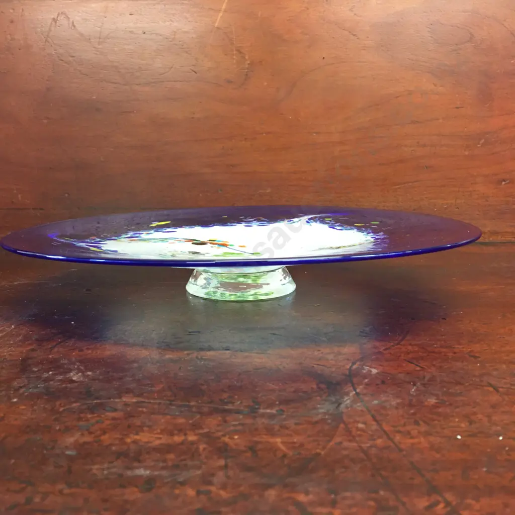 Eamonn Vereker Glass Footed Platter Multi Coloured H4.5, Diam32cm Image 1++