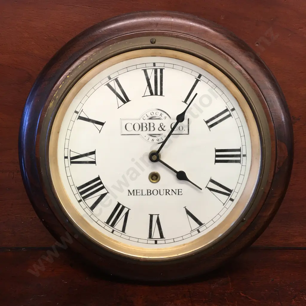Dark Stained Wooden Clock Cobb & Co Melbourne  Image 1++
