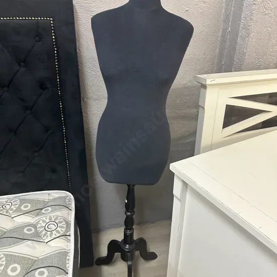 Vintage Woman Model Dress Form On a Black Wooden Stand. H142cm