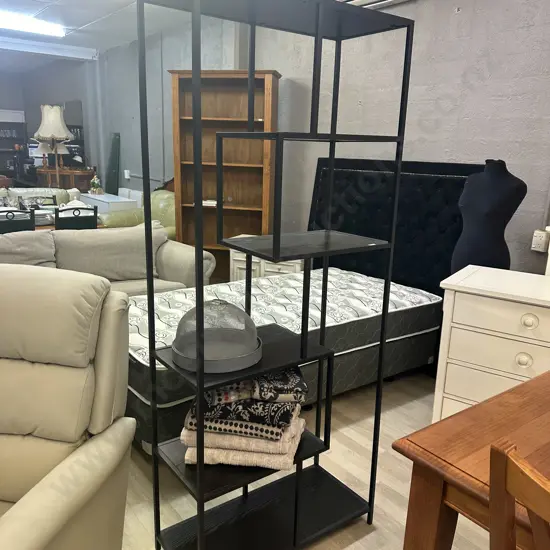Modernist Black Framed Shelf/Display Unit H185,W78,D36cm.