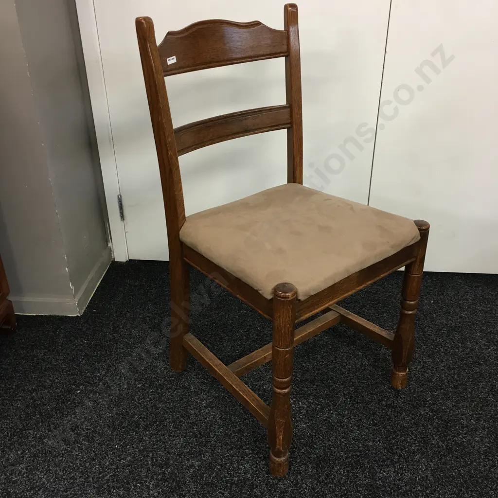 Oak Ladder Back Side Chair, Fawn Microsuede Seat Image 1++