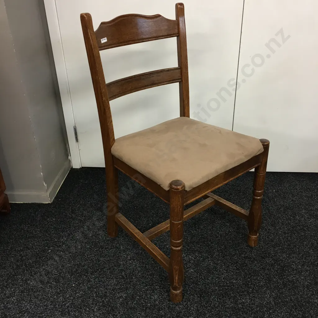 Oak Ladder Back Side Chair, Fawn Microsuede Seat Image 1++