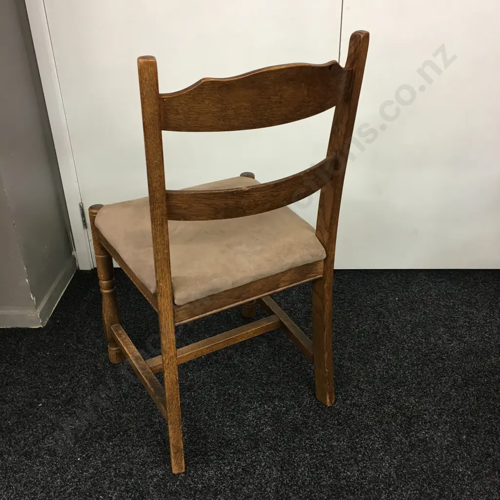 Oak Ladder Back Side Chair, Fawn Microsuede Seat Image 1++