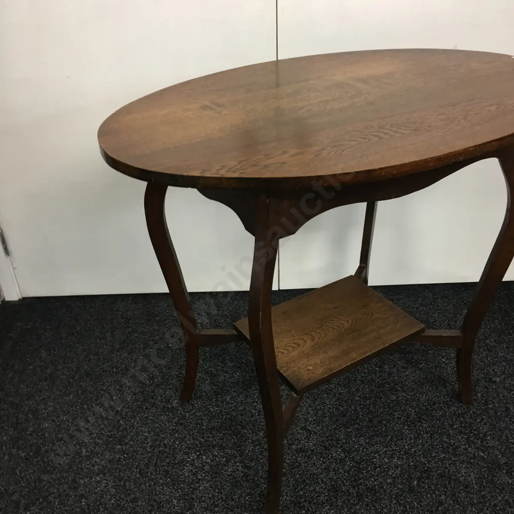 Stunning Art Nouveau Oak Two Tier Oval Table, H78 W92 D60cm Image 1++