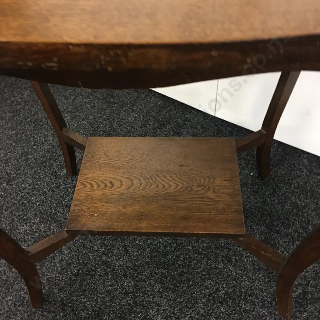 Stunning Art Nouveau Oak Two Tier Oval Table, H78 W92 D60cm Image 1++