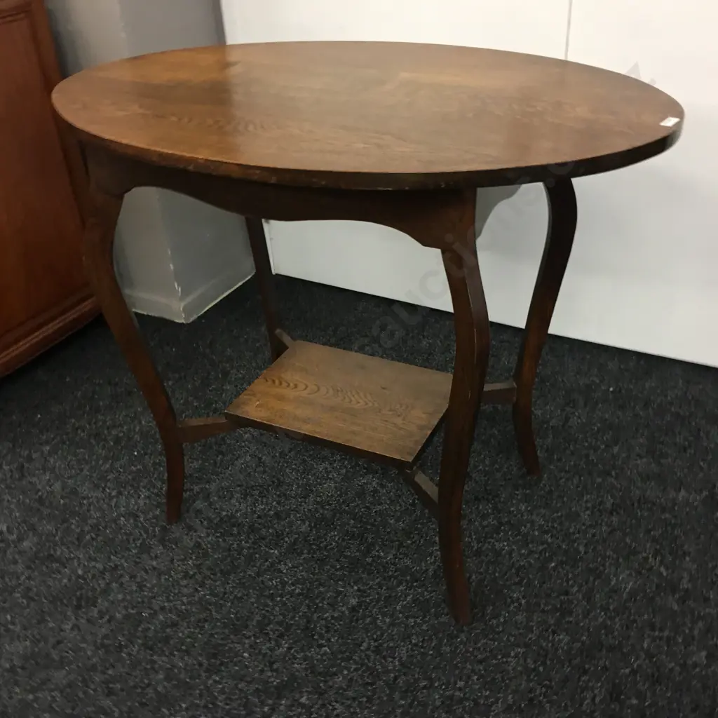 Stunning Art Nouveau Oak Two Tier Oval Table, H78 W92 D60cm Image 1++