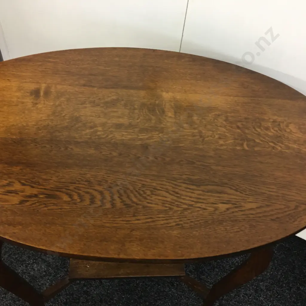 Stunning Art Nouveau Oak Two Tier Oval Table, H78 W92 D60cm Image 1++