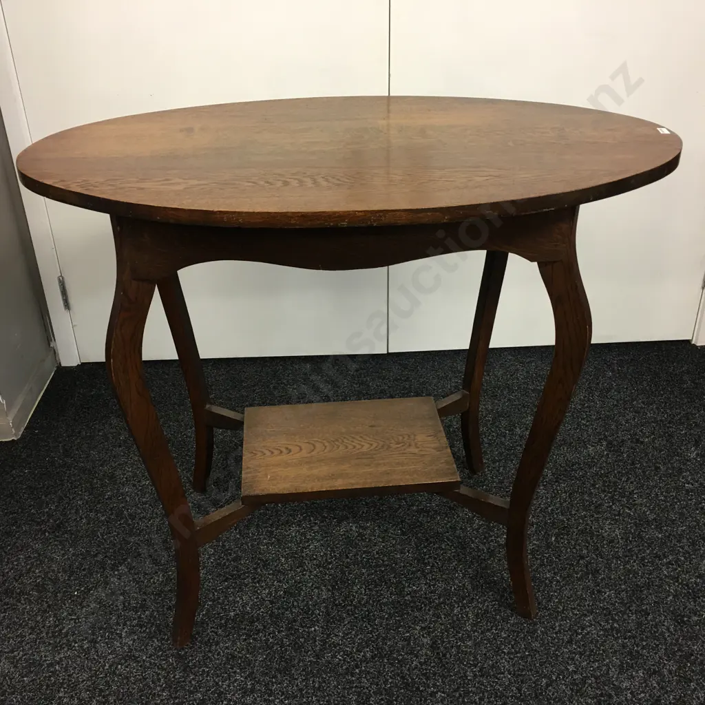 Stunning Art Nouveau Oak Two Tier Oval Table, H78 W92 D60cm Image 1++