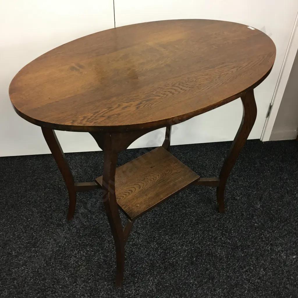 Stunning Art Nouveau Oak Two Tier Oval Table, H78 W92 D60cm Image 1++