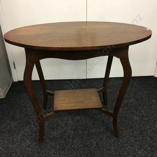 Stunning Art Nouveau Oak Two Tier Oval Table, H78 W92 D60cm