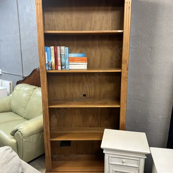 Large Pine Bookcase With 4 Fixed Shelves. H208 W97 D32cm