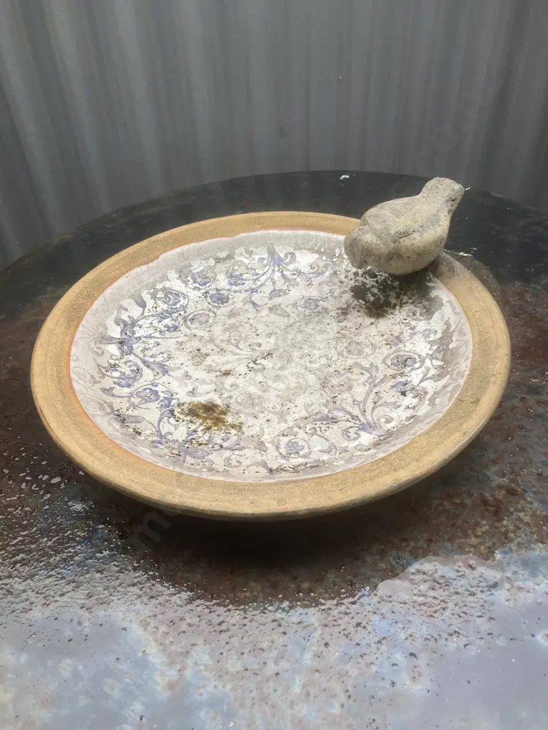 Vintage Round Bird Feeder With Figural Bird On Side. Dia 31cm Image 1++