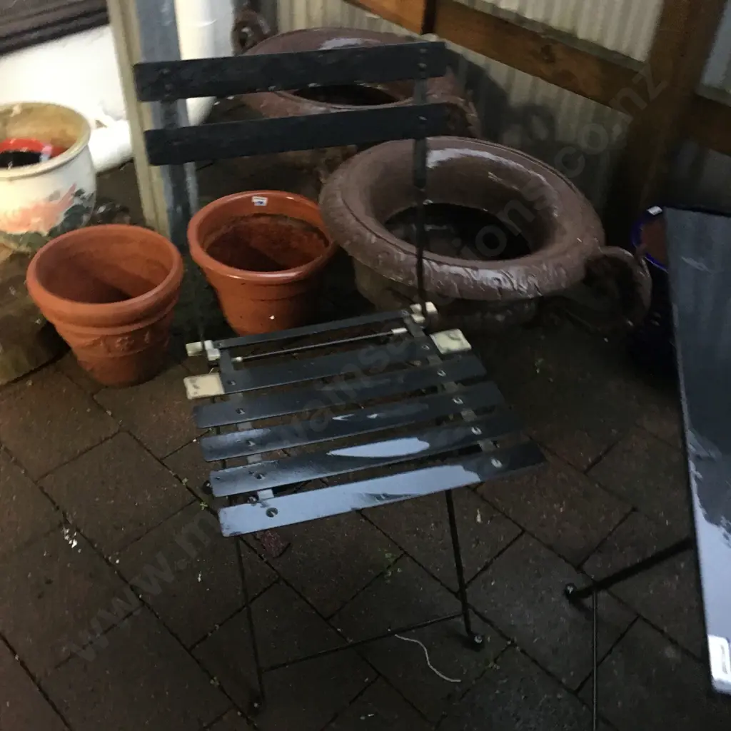 Black Patio Fold-Up Square Table & Two Chairs Image 1++