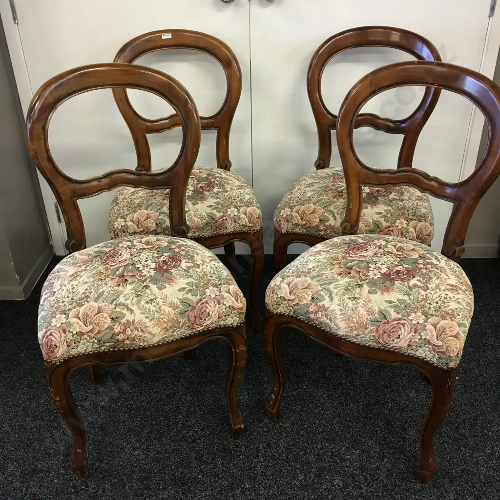 Set of Four Antique Mahogany Balloon Back Side / Dining Chairs Image 1++