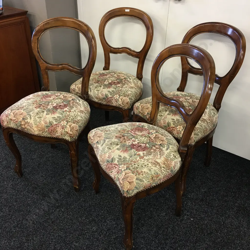 Set of Four Antique Mahogany Balloon Back Side / Dining Chairs Image 1++