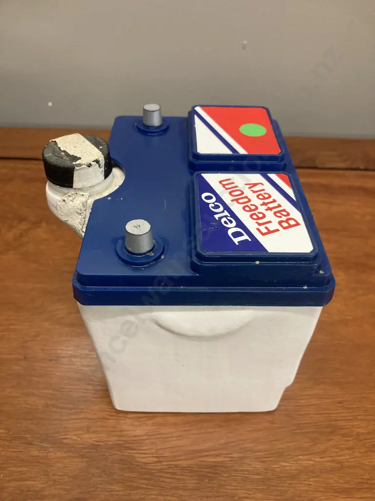 Delco Freedom Battery Jim Beam Whiskey Decanter, 1970s. 12 x 13cm Image 1++