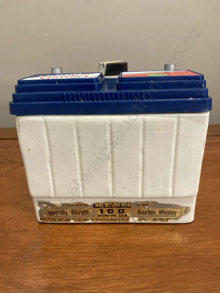 Delco Freedom Battery Jim Beam Whiskey Decanter, 1970s. 12 x 13cm Image 1++