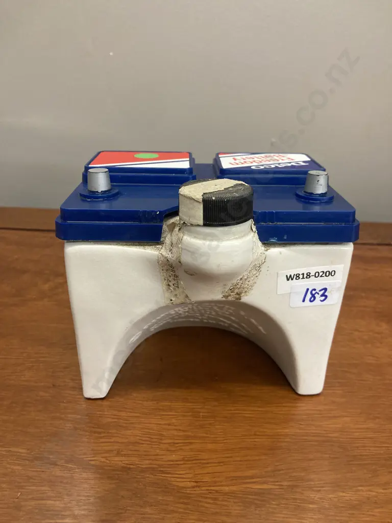 Delco Freedom Battery Jim Beam Whiskey Decanter, 1970s. 12 x 13cm Image 1++