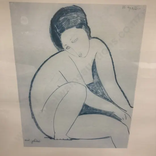 Amedeo Modigliani Seated Nude Framed Glazed Print. 55 x 45cm