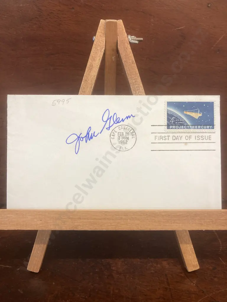 John Glenn Signed First Day Cover With Project Mercury Stamp Image 1++