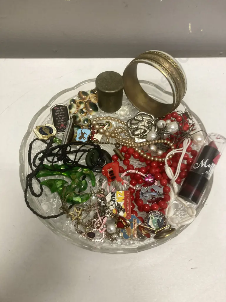 Vintage Items With Footed Glass Tray Image 1++