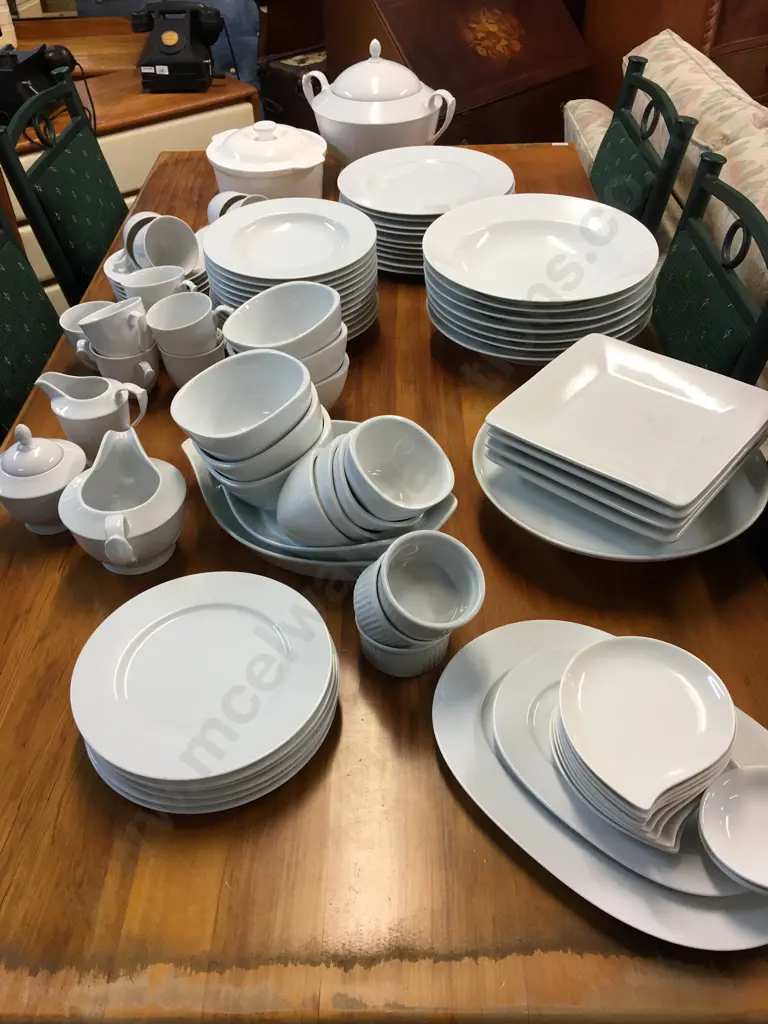 Large Selection Of White Crockery Items Including Dinnerware, Serving Dishes, Soup Terrine Etc Image 1++