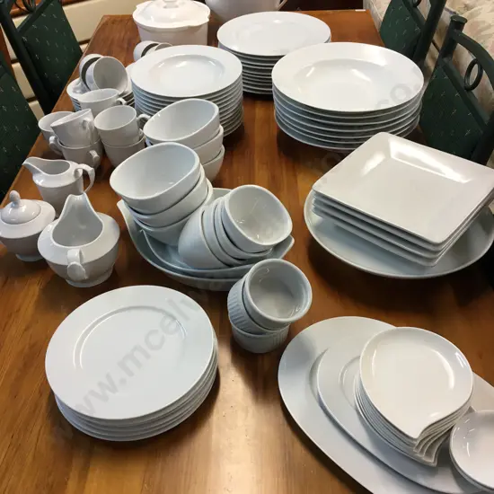 Large Selection Of White Crockery Items Including Dinnerware, Serving Dishes, Soup Terrine Etc