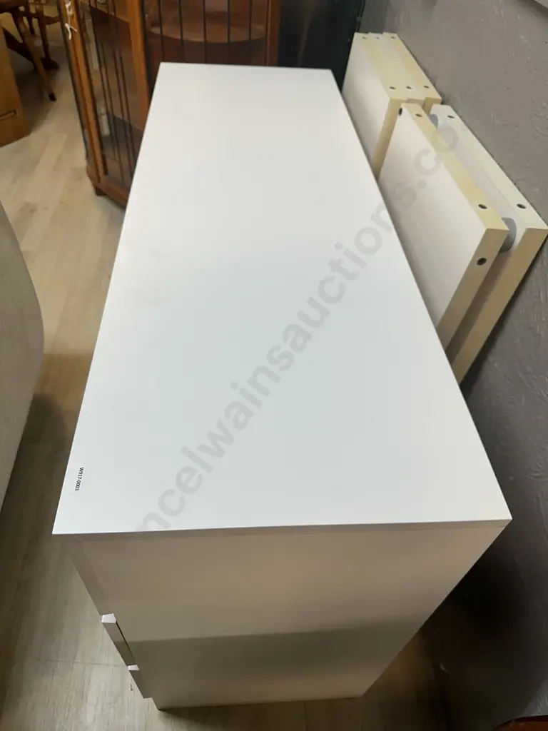 Modernist White Six Drawer Lowboy H72,W115,D40cm. Image 1++