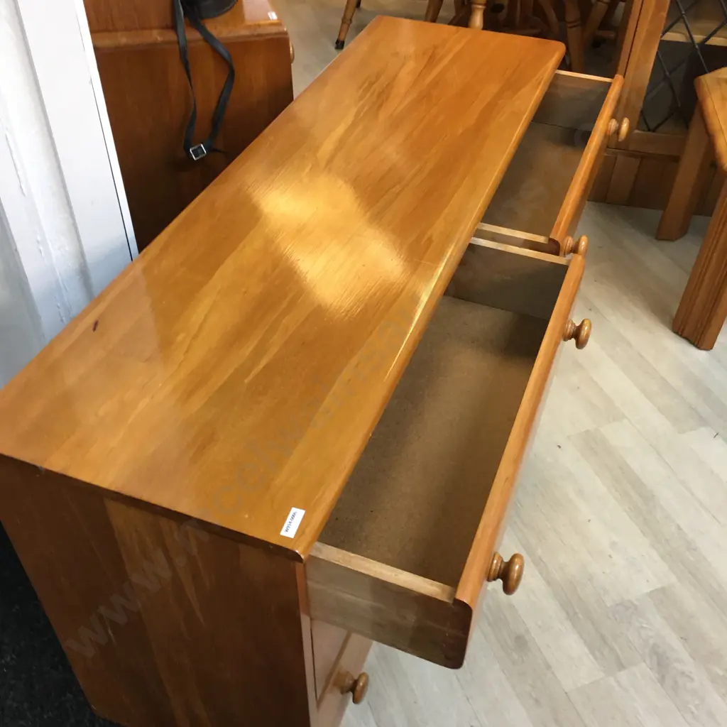 Rimu 6 Drawer Lowboy With Colonial Knob Handles. H62 W119 D37cm Image 1++