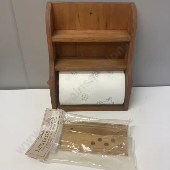 Rimu Paper Towel Holder & Spices Rack. H41 W37 D16cm With a Rimu Toothbrush Holder