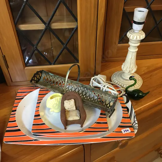 Europa Bessemer Serving Tray, Plates, Lamp Base ,Glass Swan Etc