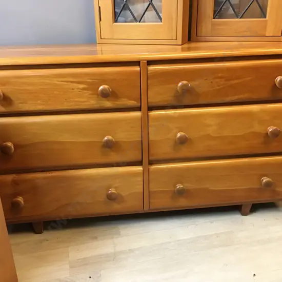 Rimu 6 Drawer Lowboy With Colonial Knob Handles. H66 W118 D37cm