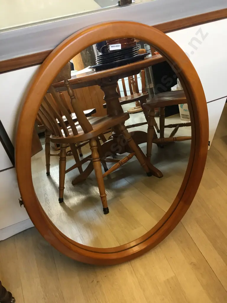 Oval Rimu Framed Dressing Table Mirror. 87 x 66cm Image 1++