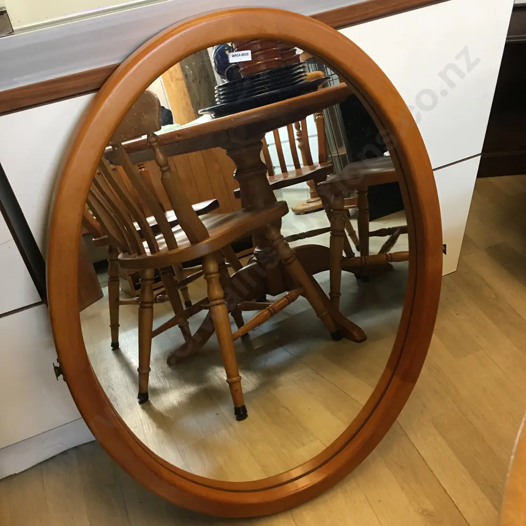 Oval Rimu Framed Dressing Table Mirror. 87 x 66cm Image 1++
