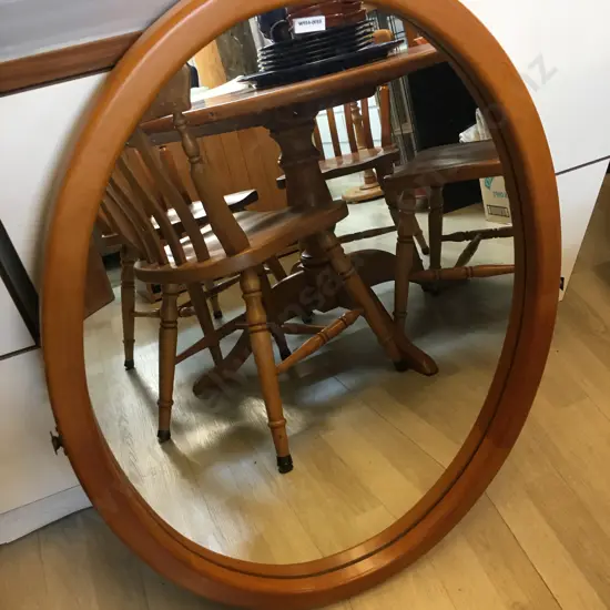 Oval Rimu Framed Dressing Table Mirror. 87 x 66cm