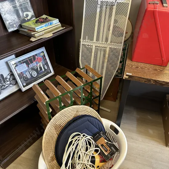 Ironing Board, Wine Rack Laundry Basket & Sundries