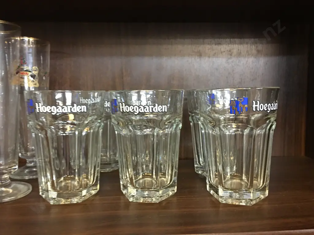 Selection Of Vintage Glasses Including Hoegaarden, Lindemans & Kasteel Image 1++