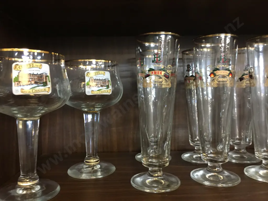 Selection Of Vintage Glasses Including Hoegaarden, Lindemans & Kasteel Image 1++